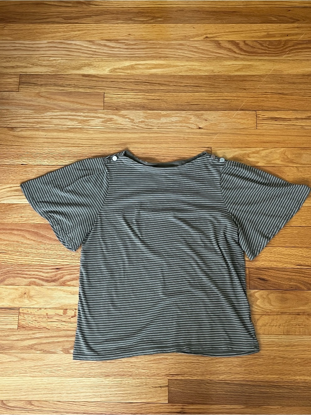Ralph Lauren Double RL Gray and White Striped Short-Sleeve Tee